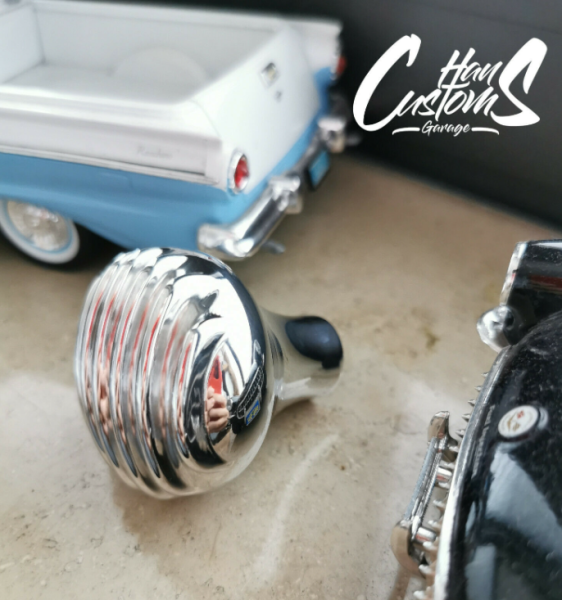 Hans Customs Garage OTB GEAR FINNED POLISHED ALUMINUM SHIFT KNOB